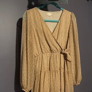 Altar'd State Gold Long Sleeve Dress